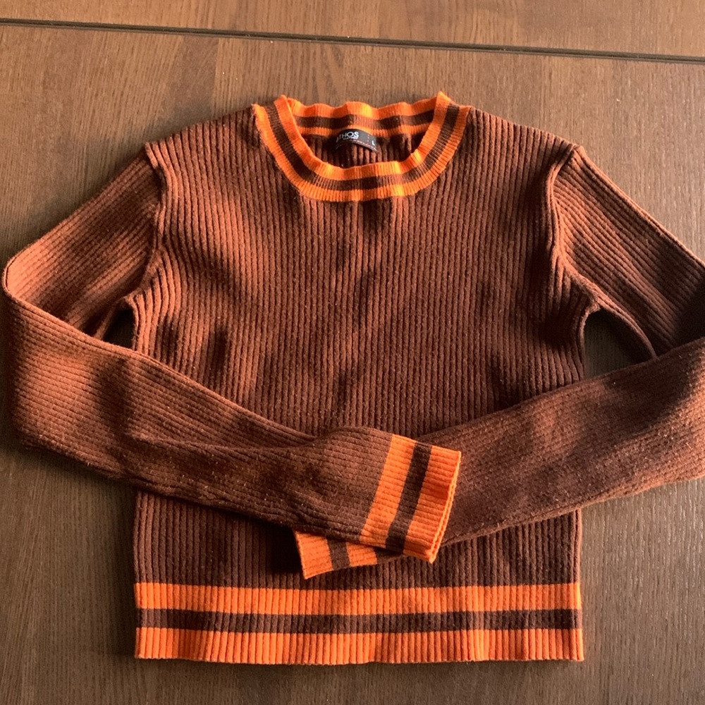 2/$30❤️ ETHOS - Cropped Rib Knit Long Sleeved Top